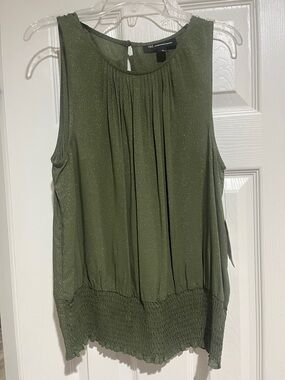 INC International Concepts Olive Green Sparkle Sleeveless Blouse